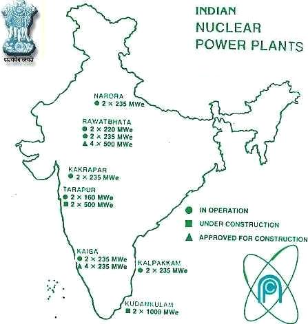 Location of Indian Nuclear Plants Location of Indian Nuclear Plants