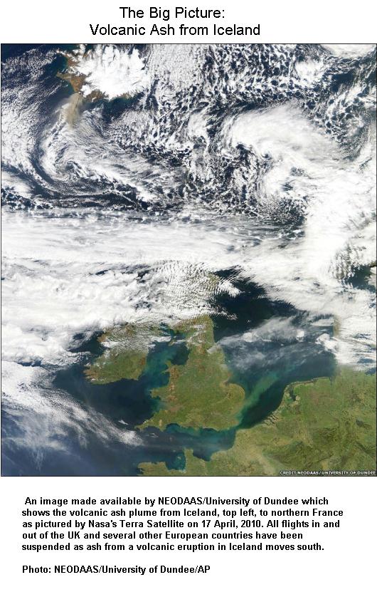 Fig 1A NASA Image of Iceland Volcano Smoke
