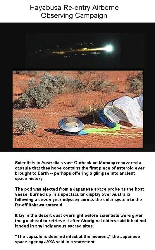 Fig 1 Asteroid Sample Capsule Arrives -1