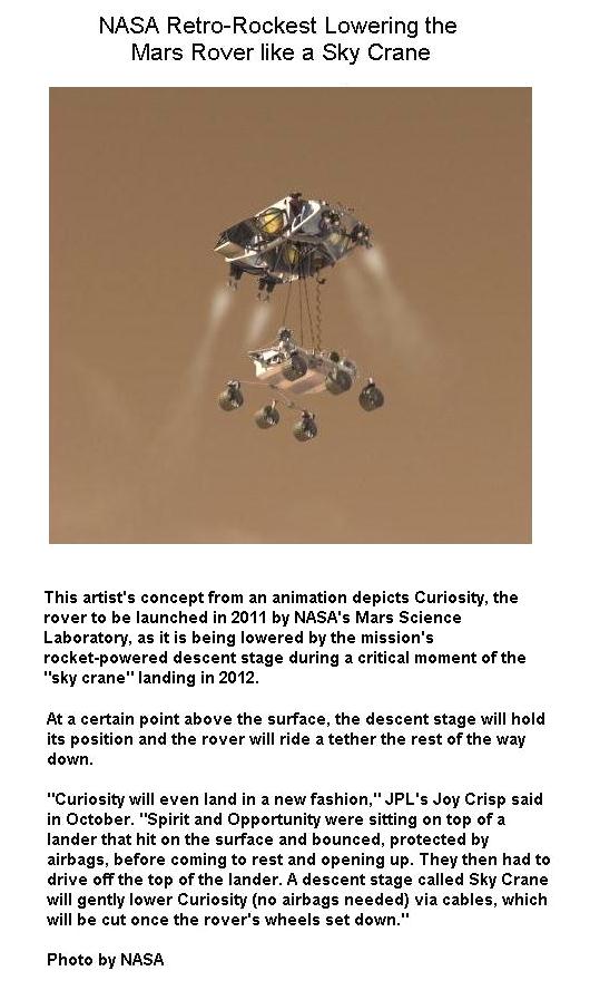 Fig 4 Sky Crane Lowering the Vehicle