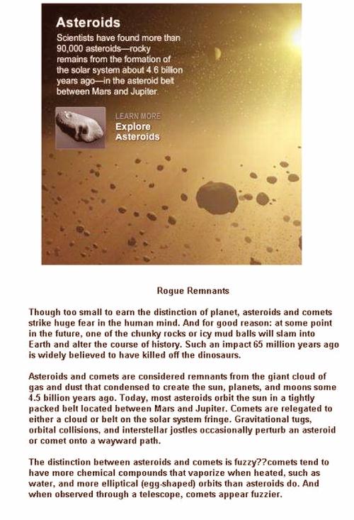 Fig 1 Asteroids from Asteroid Belt