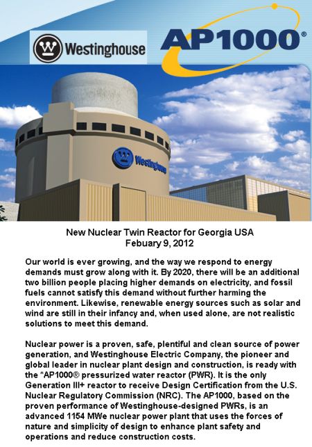 New AP -1000 Reactor Georgia