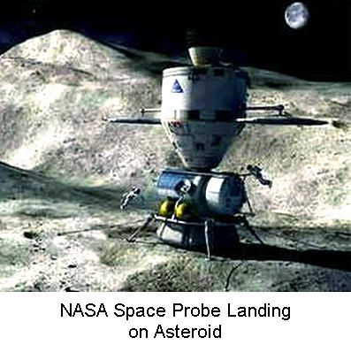 Space Probe Landing on Asteroid