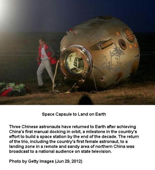 Space Capsule to land on Earth