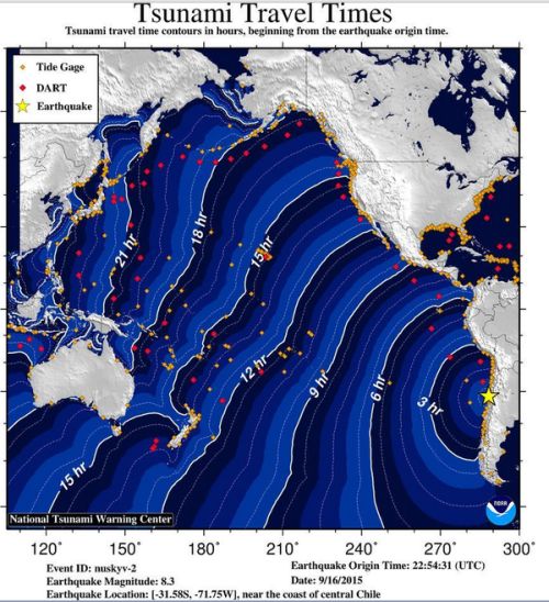 Tsunami travel time